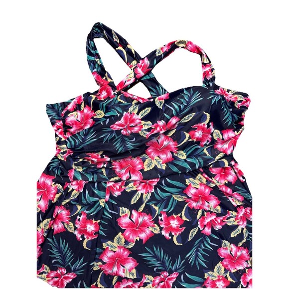 NWT COCOPEAR Women's Elegant Crossover Swimdress Floral Skirted Swimsuit 6XL - Picture 3 of 5
